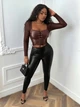 Топ из эко кожи Shein sz2311036768491236 M бордовый (100007547) - изображение 4