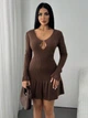 Свитер-платье Shein sz25070966621837199 L коричневый (100008156) - изображение 1