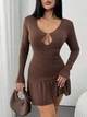 Свитер-платье Shein sz25070966621837199 L коричневый (100008156) - изображение 5