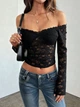 Топ с открытыми плечами Shein sz2407266704930344 S черный (100007522) - изображение 6