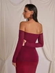 Топ с открытыми плечами Shein sz2409286719983792 S бордовый (100007556) - изображение 5