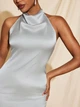 Атласна міні сукня Shein sz25033109252845997 S срібляста (100007716) - зображення 2
