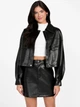 Женская укороченная куртка из экокожи GUESS на молнии 1159859292 (Черный L) - изображение 1