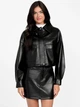 Женская укороченная куртка из экокожи GUESS на молнии 1159859292 (Черный L) - изображение 5
