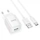 Зарядний пристрій з кабелем HOCO C145A Charm single port QC3.0 charger set USB to Type-C cable White (6942007630238) - зображення 2