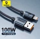 Кабель 100W Baseus Crystal Shine Series Fast Charging Data Cable Кабель USB to Type-C 5А 1.2m CAJY000401 Black - зображення 1