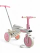 Триколісний дитячий велосипед біговел з батьківською ручкою Tricycle 01 KE5189 музичний з підсвічуванням від 1,5 року рожевий легкий пластиковий керований для малюків - зображення 1