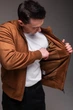Мужская замшевая куртка R.A. "Woody" коричневая , воротник стойка 2490-XL - изображение 8