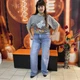 Джинсы женские прямые палаццо стрейч большого размера 31 голубые - изображение 7