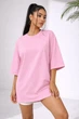 Футболка жіноча з бавовни подовжена оверсайз з принтом крила і написом літня G&M k-129252 46-50 Розмір колір рожевий - зображення 3