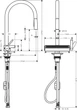 Cмеситель для кухни с выдвижной лейкой HANSGROHE Aquno Select M81 черный латунь 73837670 - изображение 3