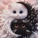 Набор для алмазной вышивки Коты Инь-Янь Diamond Painting Kit 30 х 30 см Разноцветный (28842) - изображение 1