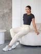 Спортивные женские штаны TENCEL летние джогеры из хлопковой плащевки Бежевый Айвори S - изображение 9