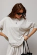 Однотонный свободный костюм со свободным лонгом и штанами Lurex Светлый серый One Size (31213) - изображение 3