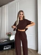 Жіночий легкий прогулянковий костюм (топ+штани) Uaclothes 50-52 Коричневий (like37674-181051358) - изображение 2