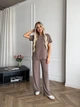 Женский легкий прогулочный костюм кофейного цвета 37672 50/52 - изображение 4