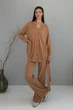Жіночий фактурний костюм з паском (кардиган+штани) Nenka L Жовтий (nenka3262-L) - изображение 1