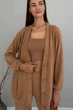 Жіночий фактурний костюм з паском (кардиган+штани) Nenka L Жовтий (nenka3262-L) - изображение 2