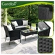 Садовая мебель комплект из 2 кресел дивана стола стекло черный техноротанг Gardlov - зображення 8