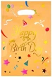 Набір святкових подарункових пакетів «Happy Birthday» поліетилен-фольга 10 шт 16х24 см Помаранчевий (S-0006) - зображення 1