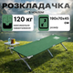 Раскладушка Bass Polska туристическая с чехлом 190×70×45 см зеленая 120 кг - изображение 1