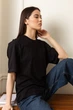 Футболка FAMO З круглим вирізом трикотажна oversize FUT-154 Чорний S S (FUT-154) - изображение 2