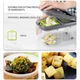 Овощерезка ручная Veggie Slicer 22в1 с контейнером и 13 насадками, мультирезка для овощей и фруктов Серая с зеленым - изображение 6