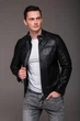 Куртка Slim Fit чоловіча еко шкіра весняна осіння повсякденна 58 чорна (2506) - зображення 4