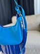 Сумка багет из натуральной замши и кожи двухсторонняя средняя ARTiS Bags 1824 синяя - изображение 8