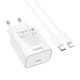Мережевий зарядний пристрій з кабелем HOCO C143A Benefit single port PD20W charger set(C to iP) White - зображення 4