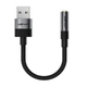 Аудіокабель ACEFAST J13 USB-A to 3.5mm female, nylon braid, 0.15m, Чорний - изображение 3