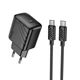 Мережевий зарядний пристрій з кабелем HOCO CS24A Puerto single-port PD25W charger set (C to C)(EU) Black - зображення 1