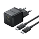 Сетевое зарядное устройство с кабелем Baseus Palm Fast Charger C+U 30W EU Cluster Black (with Baseus Mini White Cable USB-C to - изображение 1