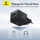 Сетевое зарядное устройство с кабелем Baseus Palm Fast Charger C+U 30W EU Cluster Black (with Baseus Mini White Cable USB-C to - изображение 8
