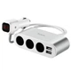 Автомобільний зарядний пристрій HOCO Z13 LCD one-pull-three car charger Silver - изображение 1