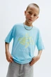 Футболка Zara для хлопчика 11-12 зріст 152, блакитна з принтом - изображение 4