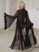 Халат довгий прозорий з мереживом Valentino XL Чорний - зображення 3