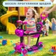 Дитячий самокат з сидінням батьківською ручкою та бортиками 5 в 1 "Сонечко" 18-7 РОЖЕВИЙ, триколісний самокат трансформер - зображення 8