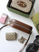 Жіноча сумка + косметичка комплект Gucci колір бежевий (042) - зображення 3