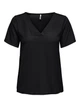 Футболка ONLAVA S/S V-NECK MIX WOVEN TOP JRS 15224916 Black ONLY S Чорний 15224916BLACK S - изображение 1