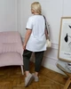 Спортивный костюм женский из турецкого кулира с футболкой свободного кроя и укороченными штанами летний G&M k-129335 54-56 Размер цвет хаки - изображение 4