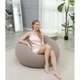 Надувное кресло-пуф Inflatable Sofa / Надувное кресло-мешок 110×110×85 см с насосом Бежевый (135345) - изображение 2