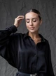 Шовкова сукня-сорочка чорного кольору XS-M - зображення 2