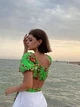Топ на завʼязках зелений з принтом XS - изображение 3