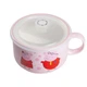 Миска для лапши фарфоровая Smiley, 770 мл, 13 см, розовая, с ручкой и герметичной крышкой - изображение 3
