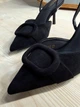 Туфли женские Meideli 566-22 slingback лодочки с пряжкой экозамша 36 черные - изображение 3