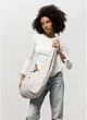 Женская сумка хобо вместительная городская для ноутбука 15.6 дюйма Sambag HOBO WEAVE серая 62296 - изображение 9