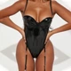 Боді під латекс з підв'язками та ефектом «Wet Look» Sexy S чорний (3-225) - зображення 2