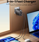 Сетевое зарядное устройство Toocki GAN 100W (2 Type-C + 1 USB) White - изображение 4