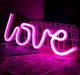 Світильник Нічник Настінний Неоновий Love Рожеве Тепле Світло - зображення 1
